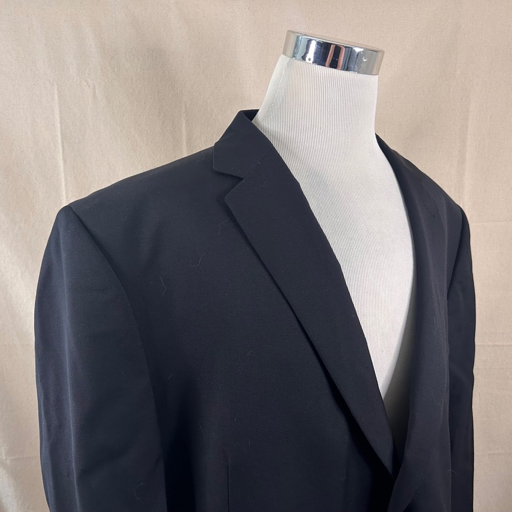 Joseph & Feiss 56R Sport Coat 100% Wool Black Two Button Lined Vented Formal